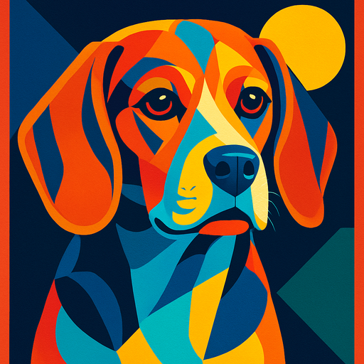A dog portrait rendered in a Neon Pop style
