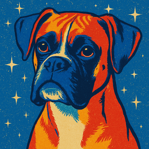 A dog portrait rendered in a Silkscreen style