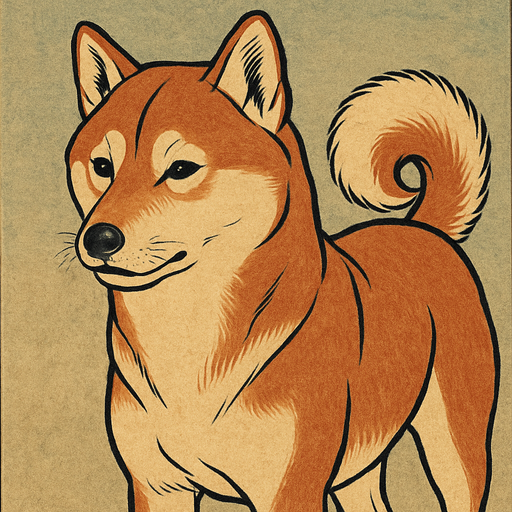 A dog portrait rendered in a Ukiyo-e style